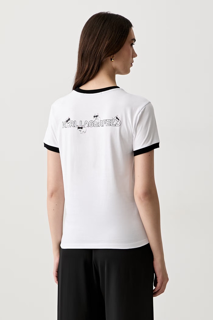 Îmbrăcăminte Karl Lagerfeld tricou pentru femei din bumbac IKON B3W17092 alb