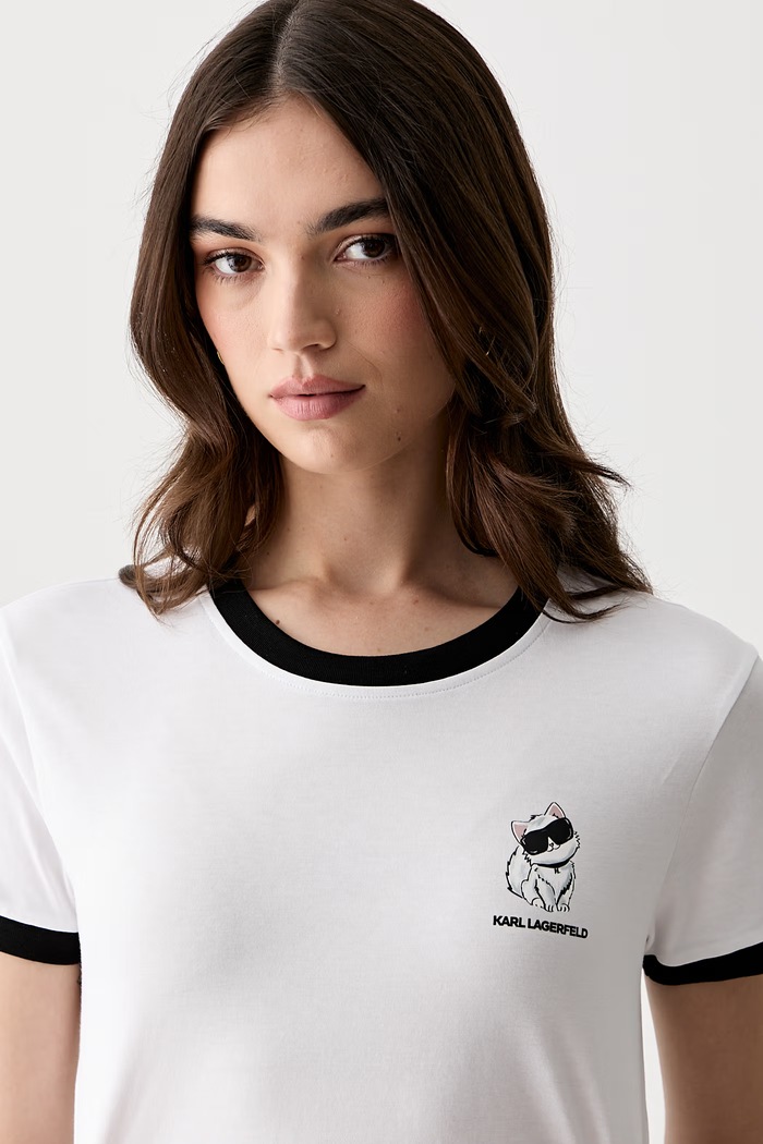 Karl Lagerfeld tricou pentru femei din bumbac IKON alb B3W17092