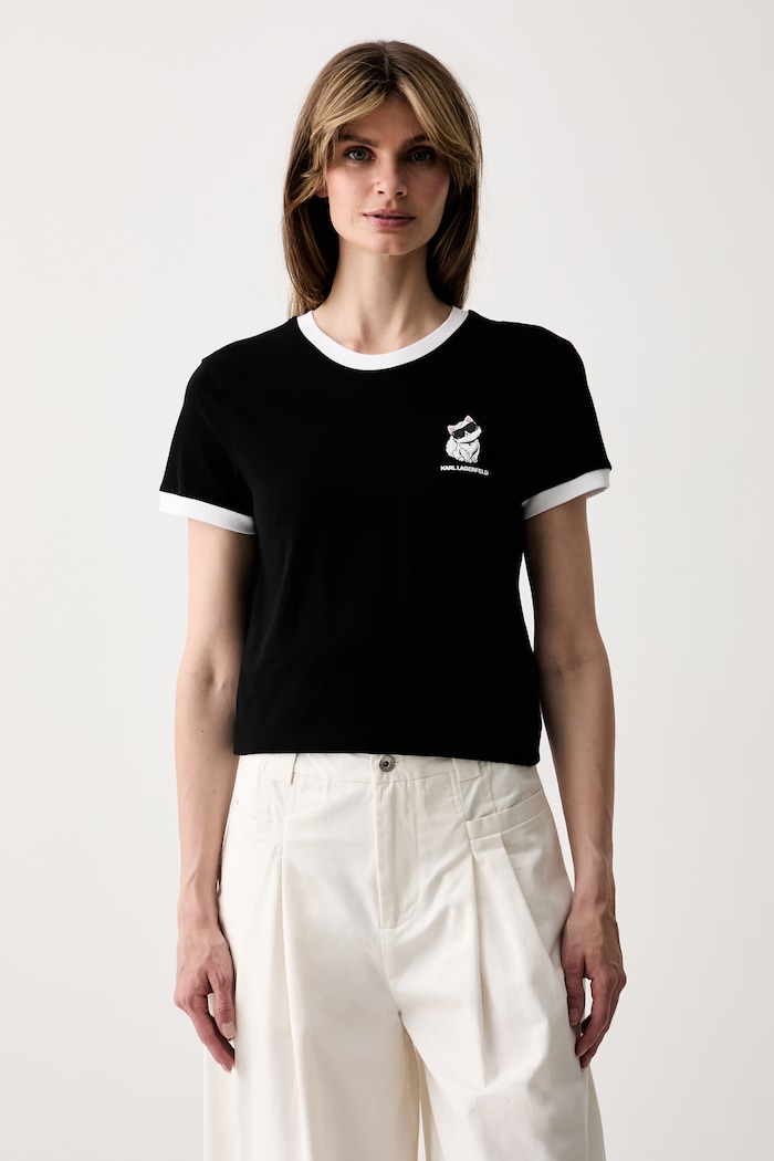 Karl Lagerfeld t-shirt γυναικείο βαμβακερό IKON μαύρο B3W17092