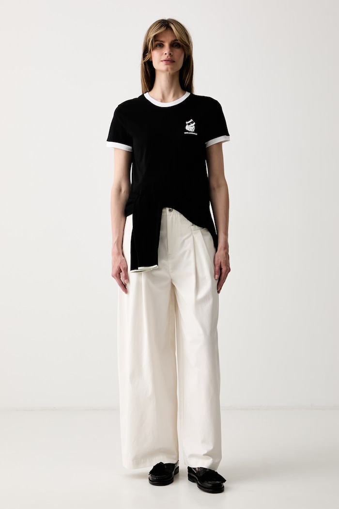 Karl Lagerfeld t-shirt γυναικείο βαμβακερό IKON B3W17092 μαύρο AW26