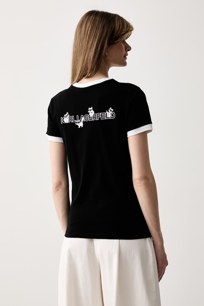 Ρούχα Karl Lagerfeld t-shirt γυναικείο βαμβακερό IKON B3W17092 μαύρο