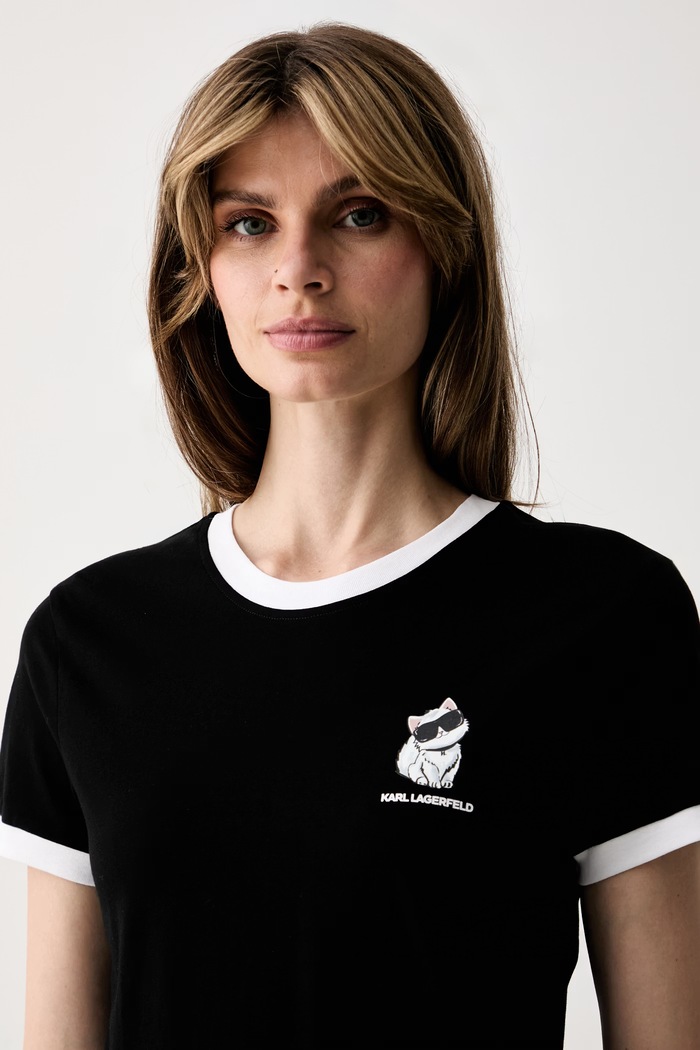 Karl Lagerfeld t-shirt γυναικείο βαμβακερό IKON μαύρο B3W17092