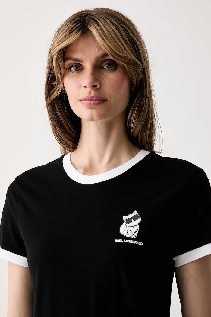 Karl Lagerfeld T-shirt damski bawełniany IKON czarny B3W17092
