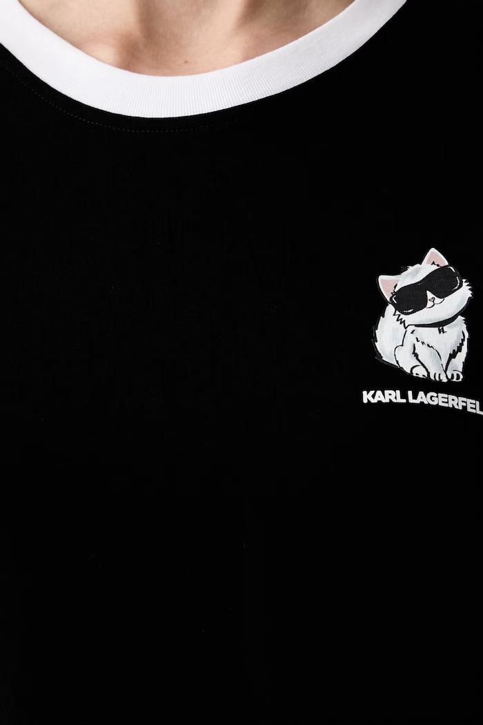 Karl Lagerfeld t-shirt γυναικείο βαμβακερό IKON B3W17092 μαύρο
