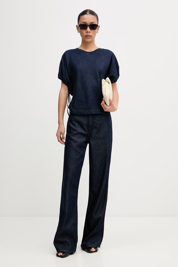 rag & bone camicetta da donna in jeans Laura RJ6226PSUOC blu navy AW26
