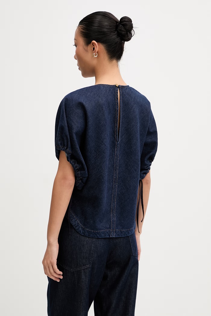 Abbigliamento rag & bone camicetta da donna in jeans Laura RJ6226PSUOC blu navy