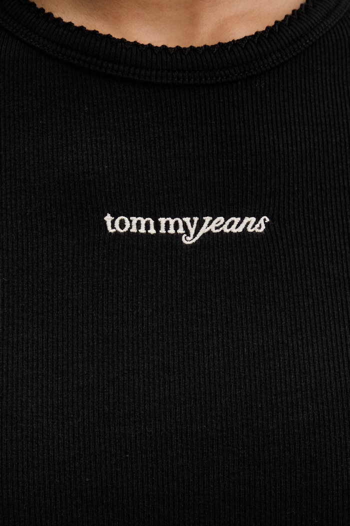 Tommy Jeans tricou pentru femei, din bumbac cu elastan DW0DW22809 negru