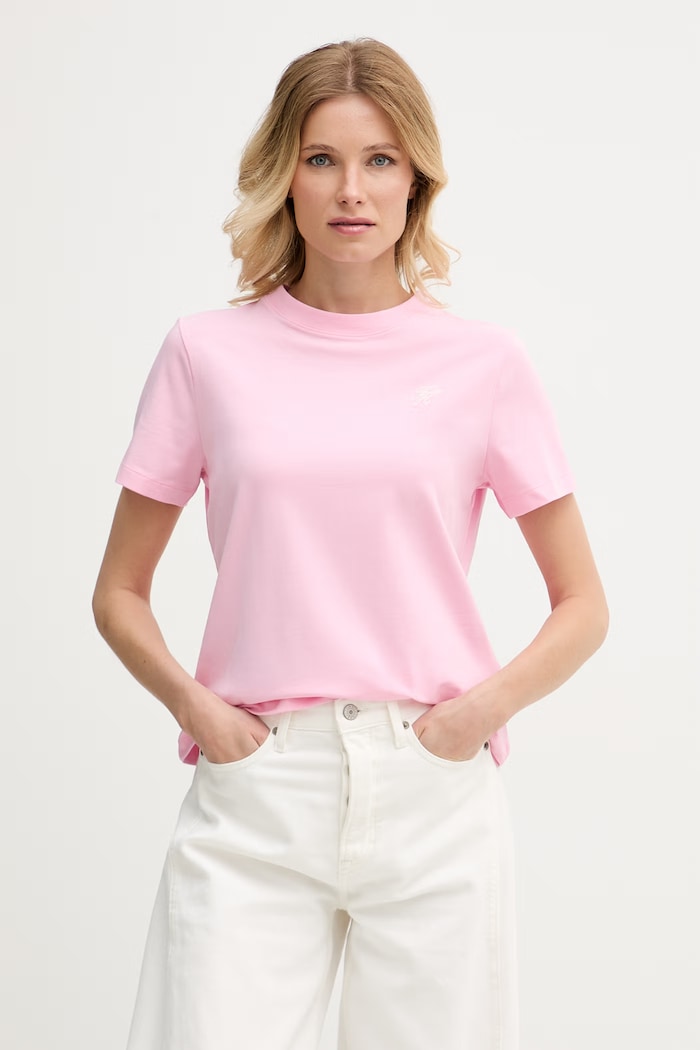 Tommy Hilfiger tricou pentru femei cu bumbac roz WW0WW49941