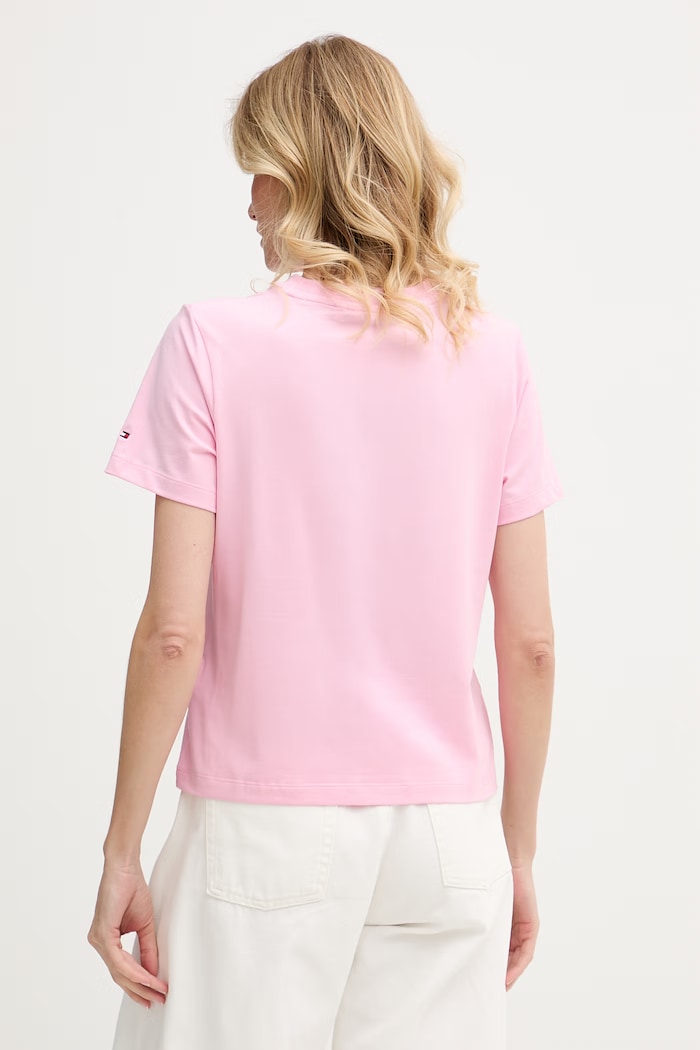 Îmbrăcăminte Tommy Hilfiger tricou pentru femei cu bumbac WW0WW49941 roz