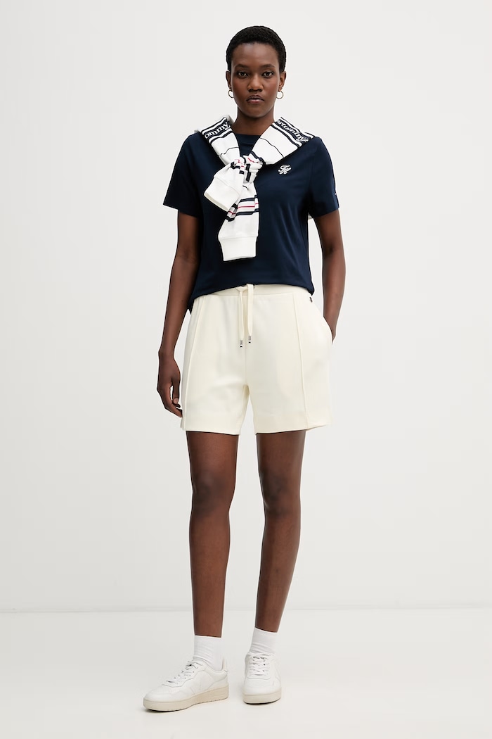 Tommy Hilfiger tricou pentru femei cu bumbac WW0WW49941 bleumarin AW26