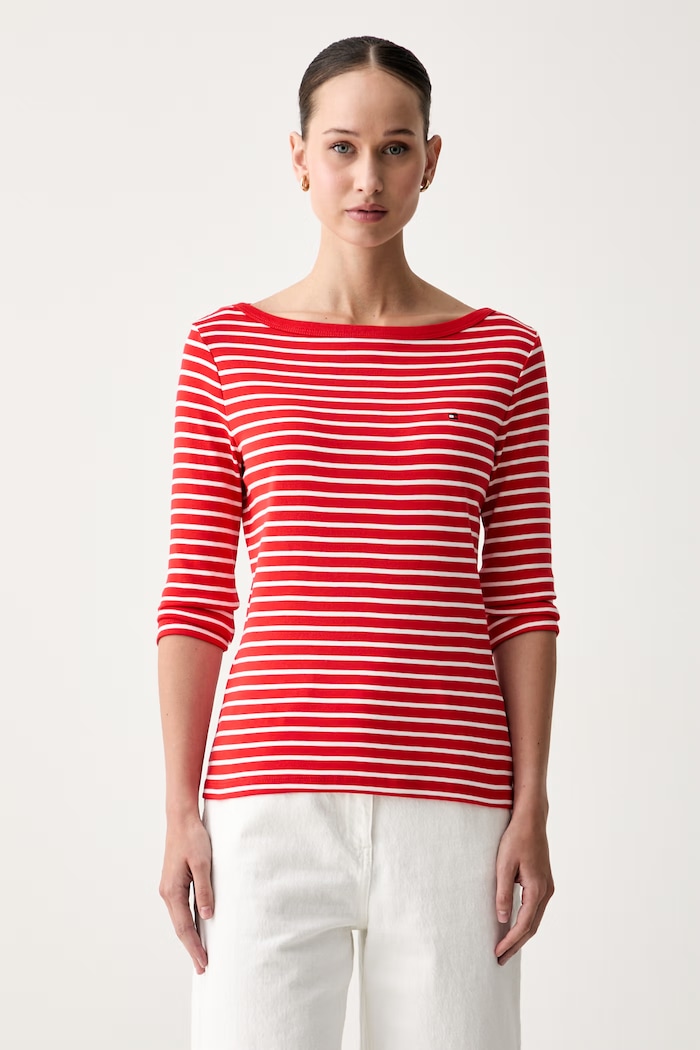 Tommy Hilfiger longsleeve damski bawełniany czerwony WW0WW49928