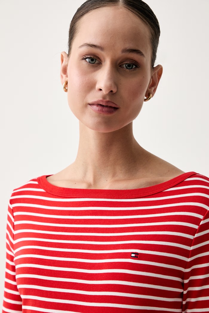 Tommy Hilfiger longsleeve damski bawełniany czerwony WW0WW49928