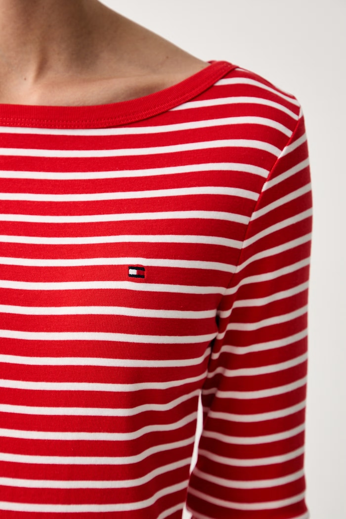 Tommy Hilfiger longsleeve damski bawełniany WW0WW49928 czerwony
