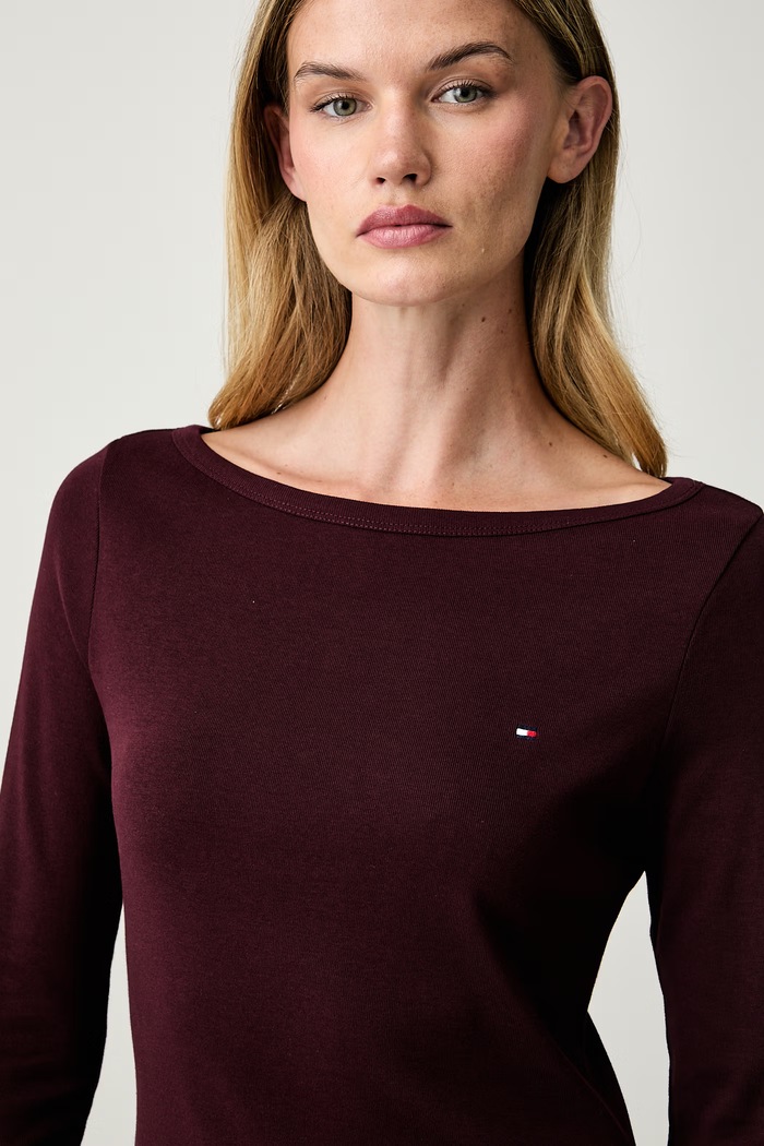 Tommy Hilfiger longsleeve damski bawełniany bordowy WW0WW49928