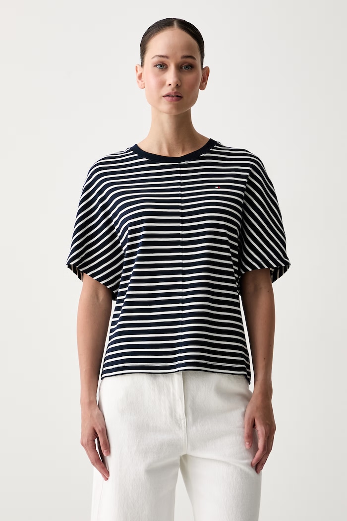 Tommy Hilfiger T-shirt damski bawełniany granatowy WW0WW49926