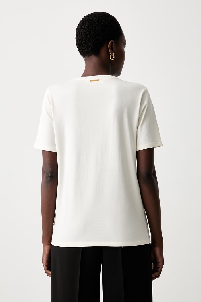Odzież MICHAEL Michael Kors T-shirt damski bawełniany MT6528597J beżowy