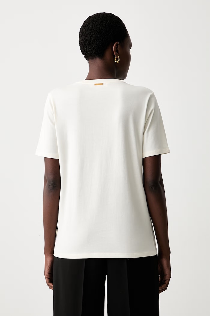 Odzież MICHAEL Michael Kors T-shirt damski bawełniany MT6528597J beżowy