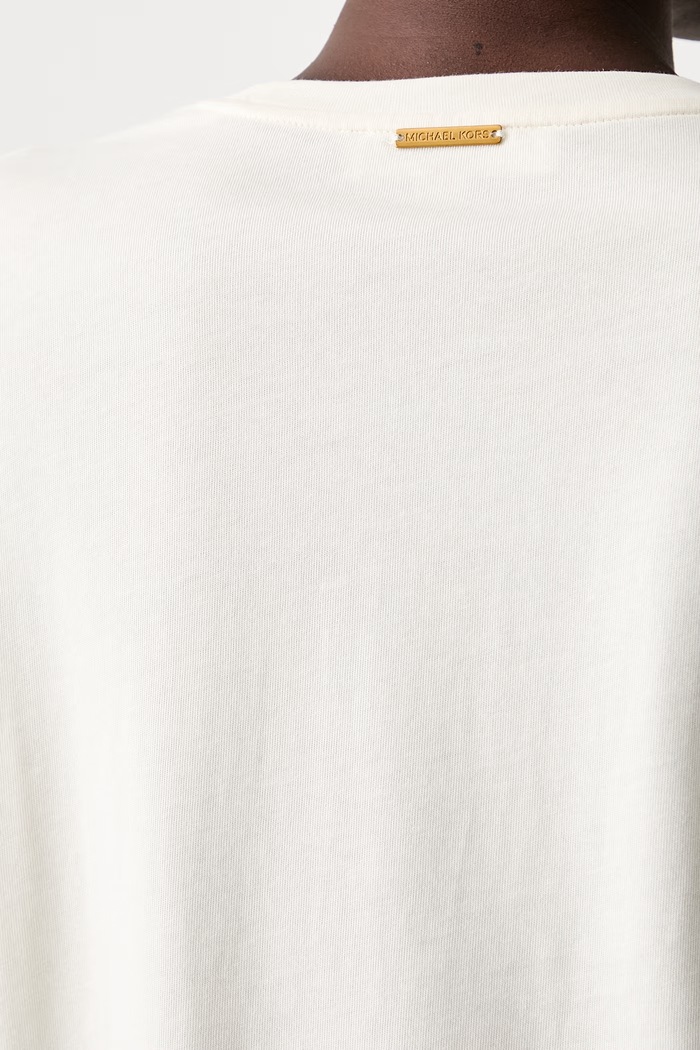 MICHAEL Michael Kors T-shirt damski bawełniany MT6528597J beżowy