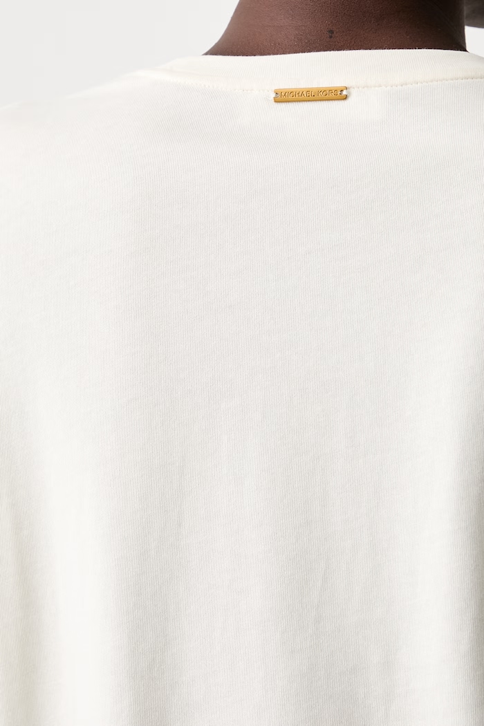 MICHAEL Michael Kors T-shirt damski bawełniany MT6528597J beżowy