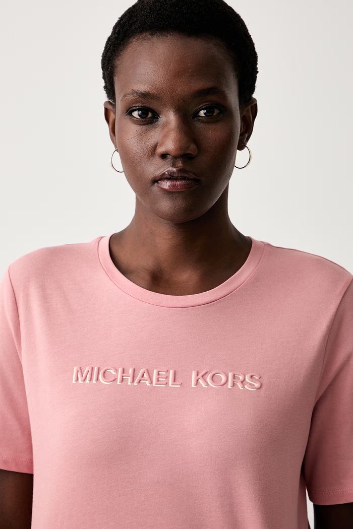 MICHAEL Michael Kors T-shirt damski bawełniany różowy MT6528597J