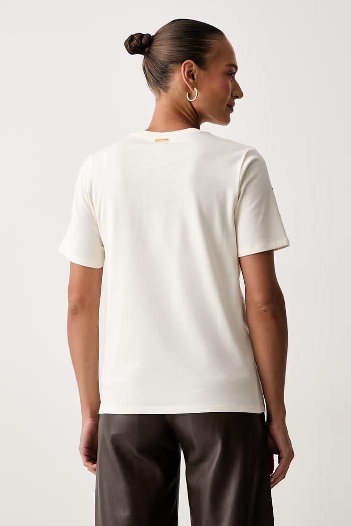 Odzież MICHAEL Michael Kors T-shirt damski bawełniany MT6524Y97J beżowy