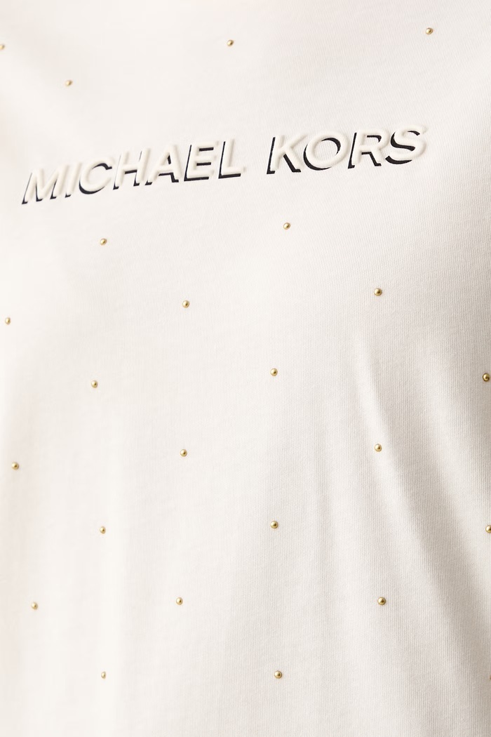 MICHAEL Michael Kors T-shirt damski bawełniany MT6524Y97J beżowy