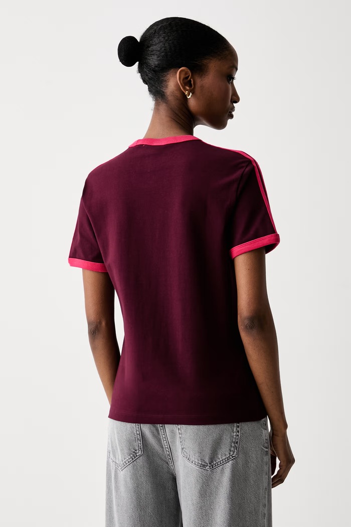 Ρούχα adidas Originals t-shirt γυναικείο με βαμβάκι KW0237 μπορντό