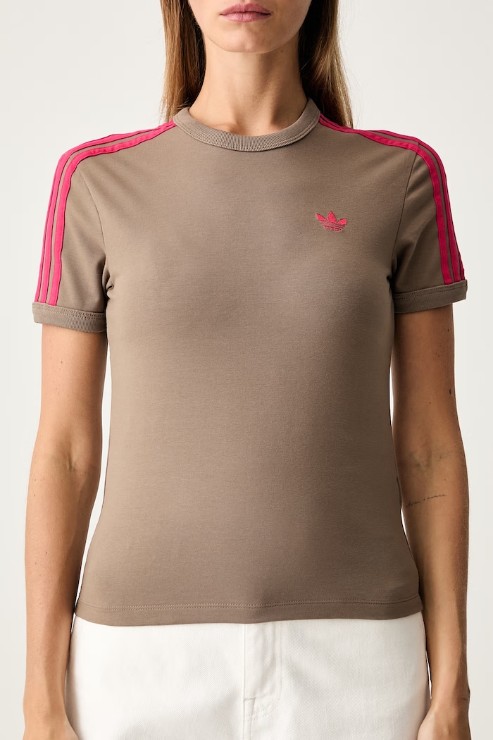 adidas Originals kratka majica ženska z bombažem rjava KU8192