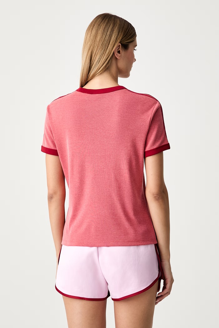 adidas Originals T-shirt basic damski z bawełną Heather czerwony KS9989