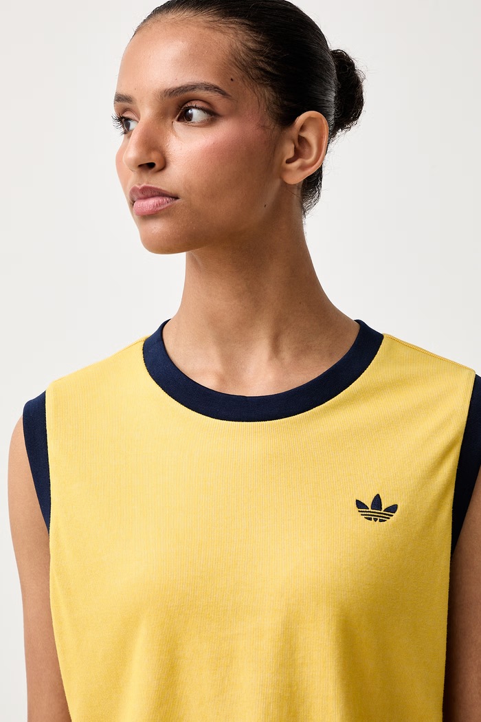 adidas Originals кроп-топ для женщин с хлопком Heather жёлтый KS9955