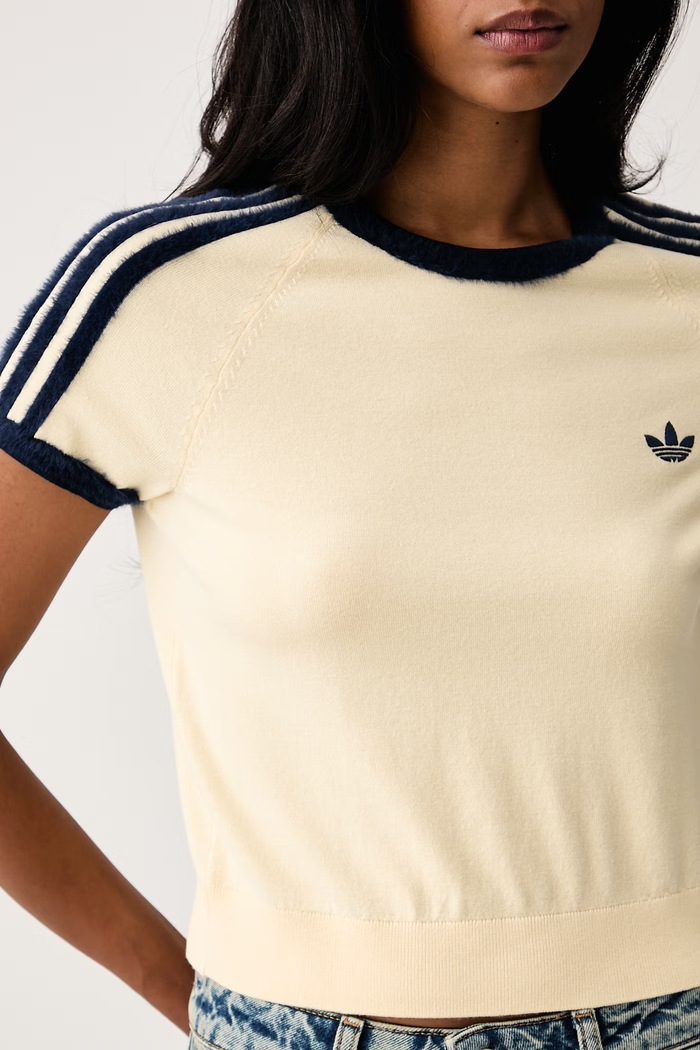 Pletena majica kratkih rukava za žene adidas Originals KS7376 bež
