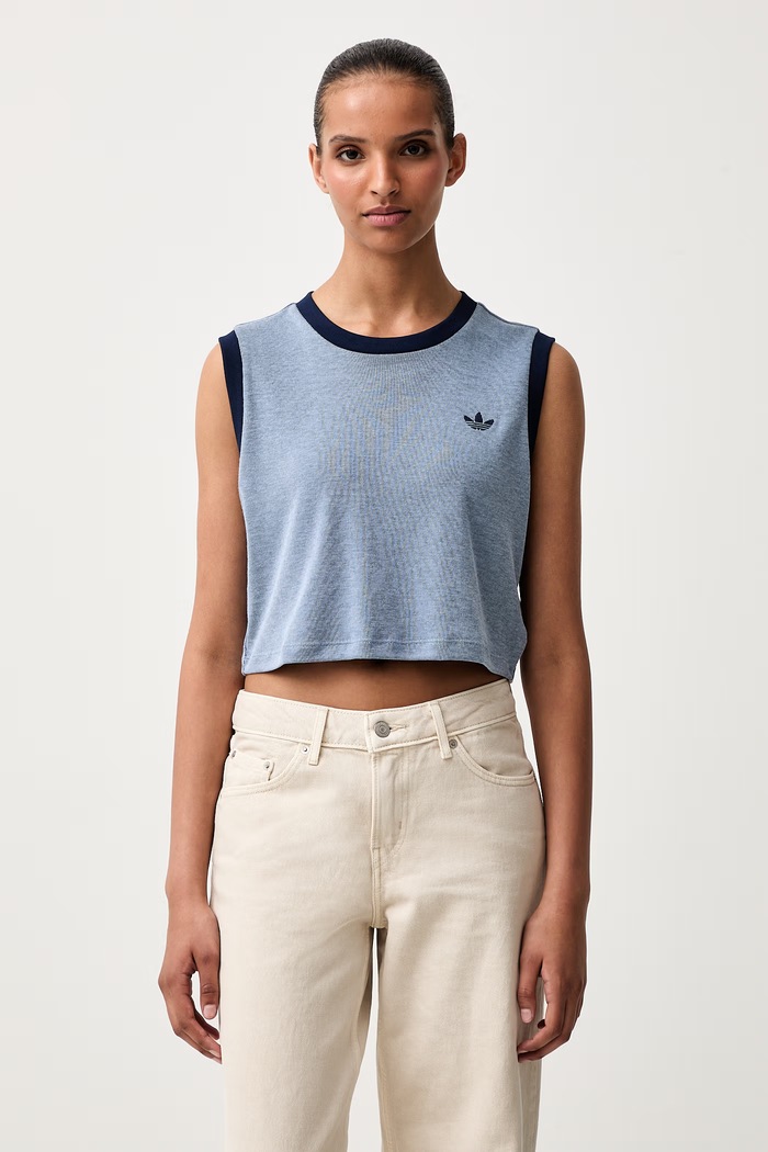 adidas Originals кроп-топ для женщин с модалом Heather голубой KS6789