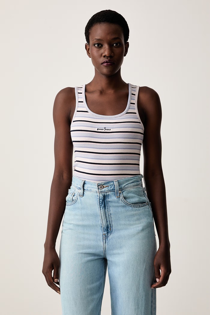 Guess Jeans top damski bawełniany z elastanem różowy W6YP15.K3824