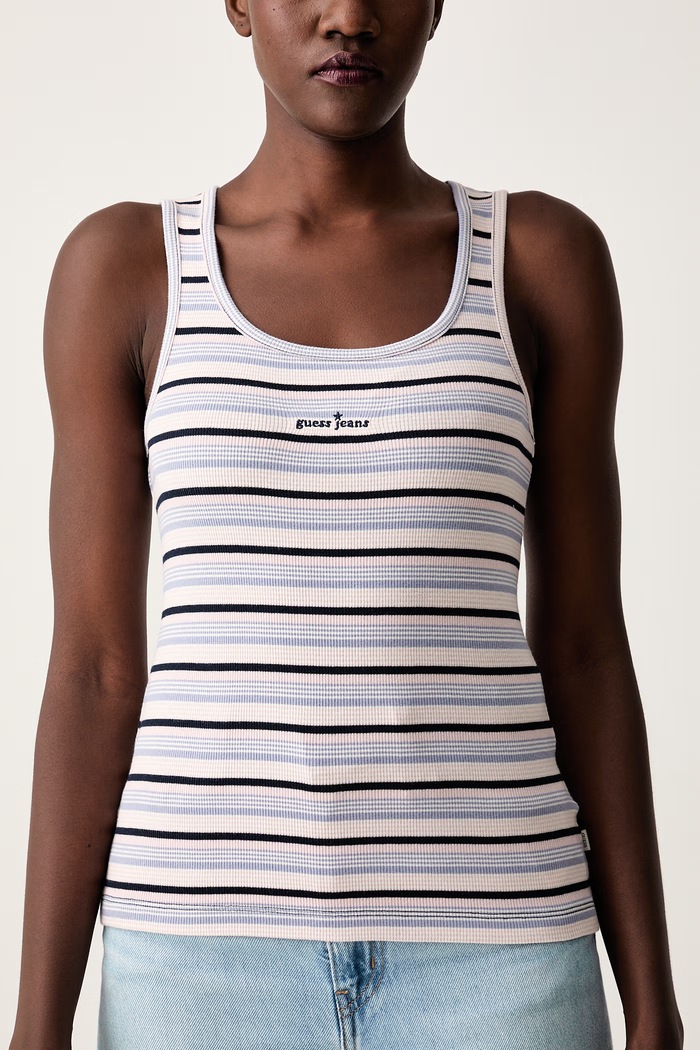 Guess Jeans top damski bawełniany z elastanem różowy W6YP15.K3824