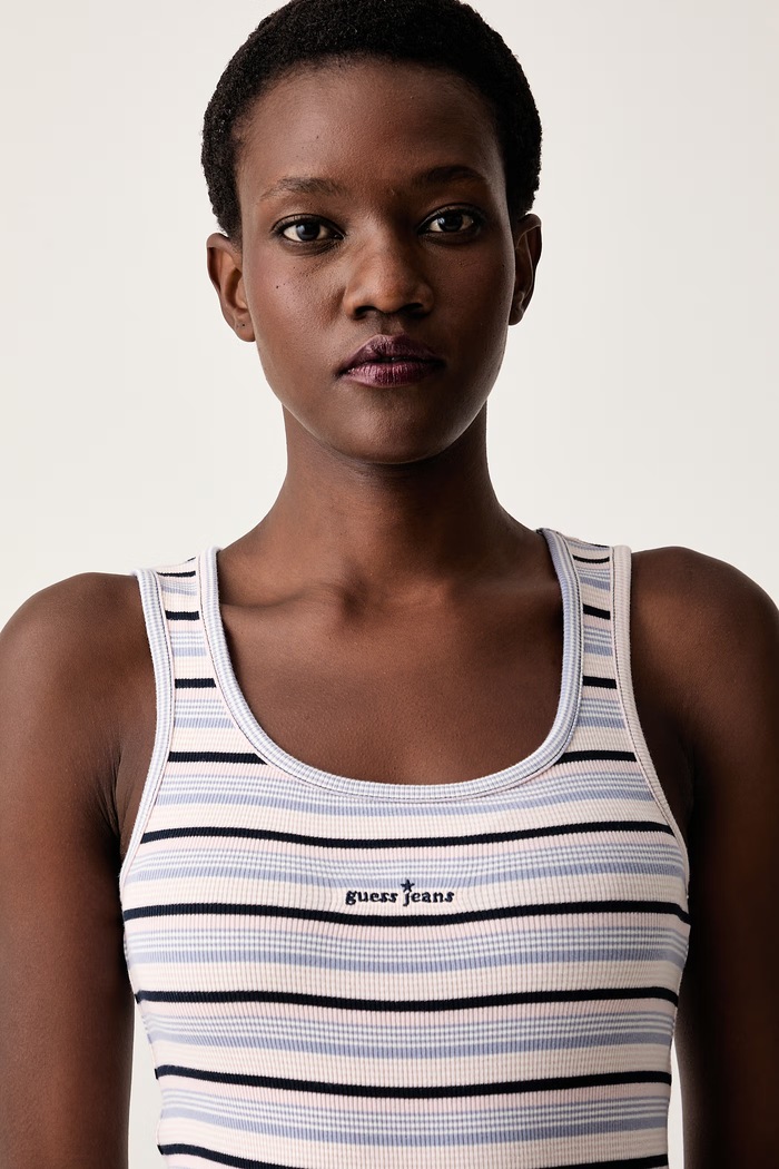 Guess Jeans top damski bawełniany z elastanem W6YP15.K3824 różowy