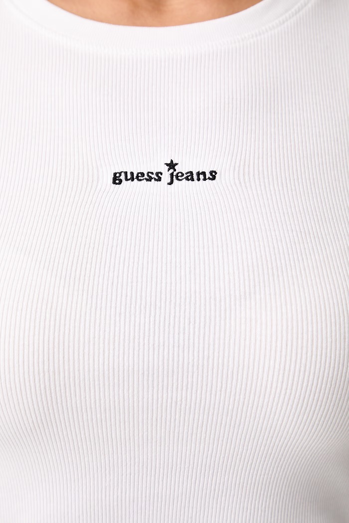 Guess Jeans T-shirt damski bawełniany z elastanem W6YP13.K3819 biały