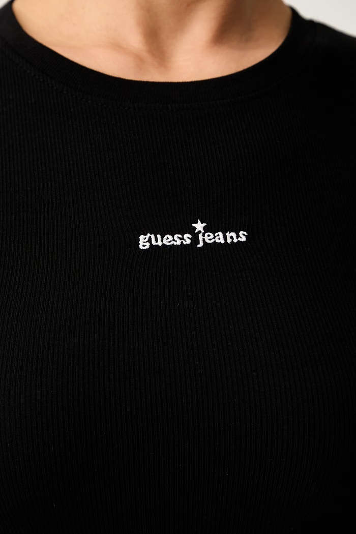Guess Jeans T-shirt damski bawełniany z elastanem W6YP13.K3819 czarny