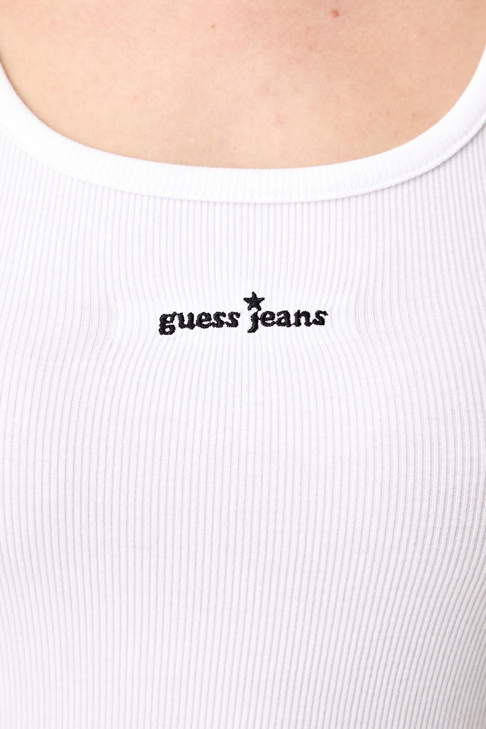 Guess Jeans τοπ γυναικείο βαμβακερό με ελαστάν W6YP12.K3818 λευκό