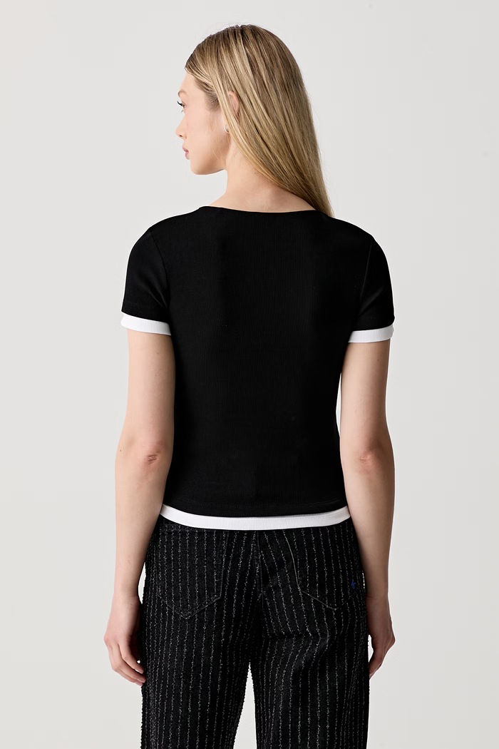 Ρούχα Guess Jeans t-shirt γυναικείο βαμβακερό με ελαστάν W6YP07.K3685 μαύρο