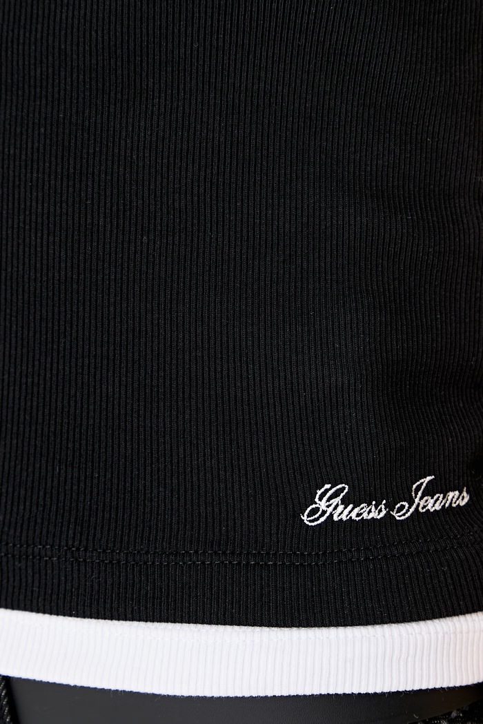 Guess Jeans t-shirt γυναικείο βαμβακερό με ελαστάν W6YP07.K3685 μαύρο