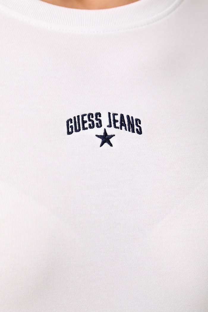 Guess Jeans T-shirt damski bawełniany z elastanem W6YI51.K4679 biały