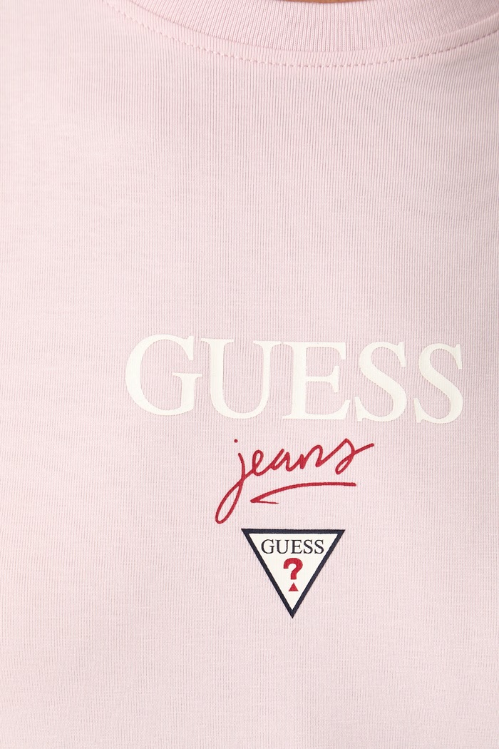Guess Jeans T-shirt dziecięcy bawełniany z elastanem W6YI49.K4677 różowy