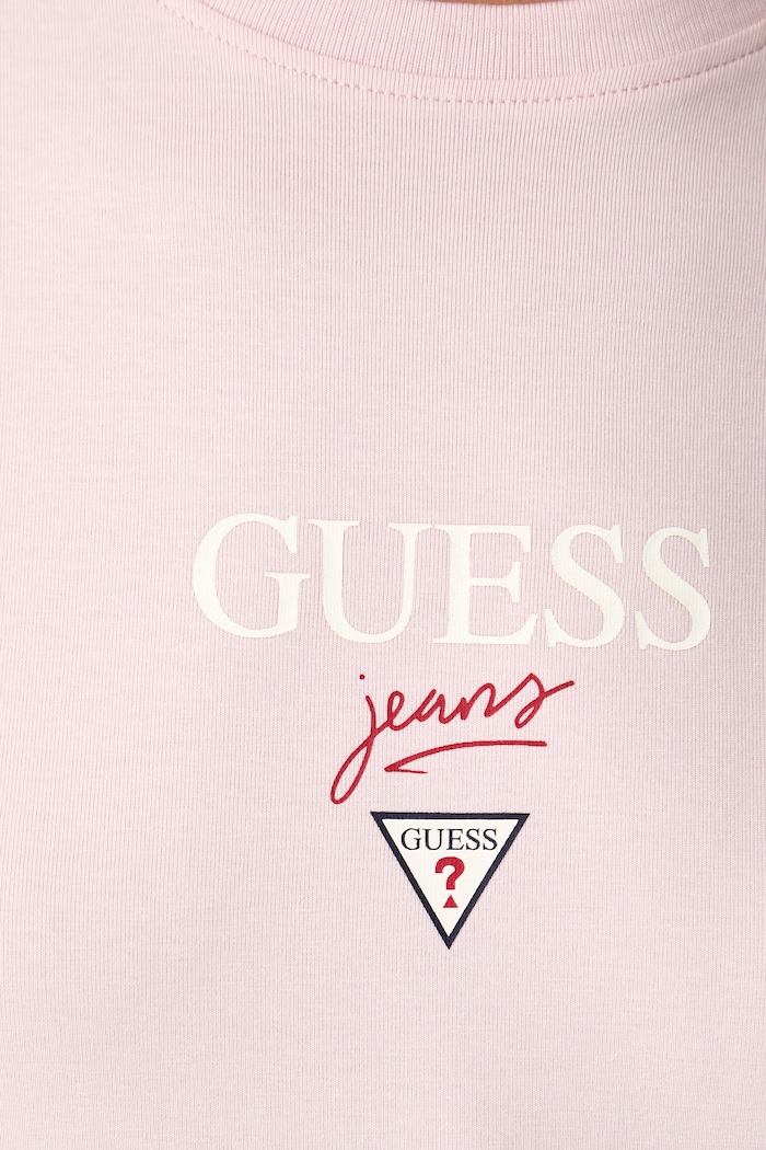 Guess Jeans T-shirt dziecięcy bawełniany z elastanem W6YI49.K4677 różowy