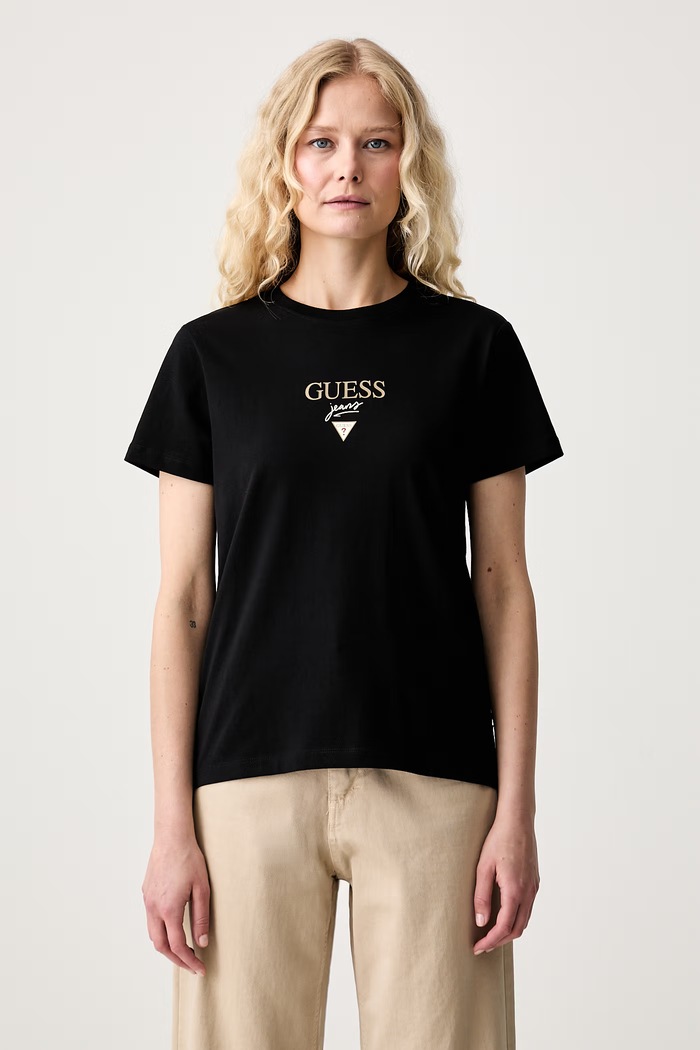 Guess Jeans T-shirt παιδικό βαμβακερό με ελαστάν μαύρο W6YI49.K4677