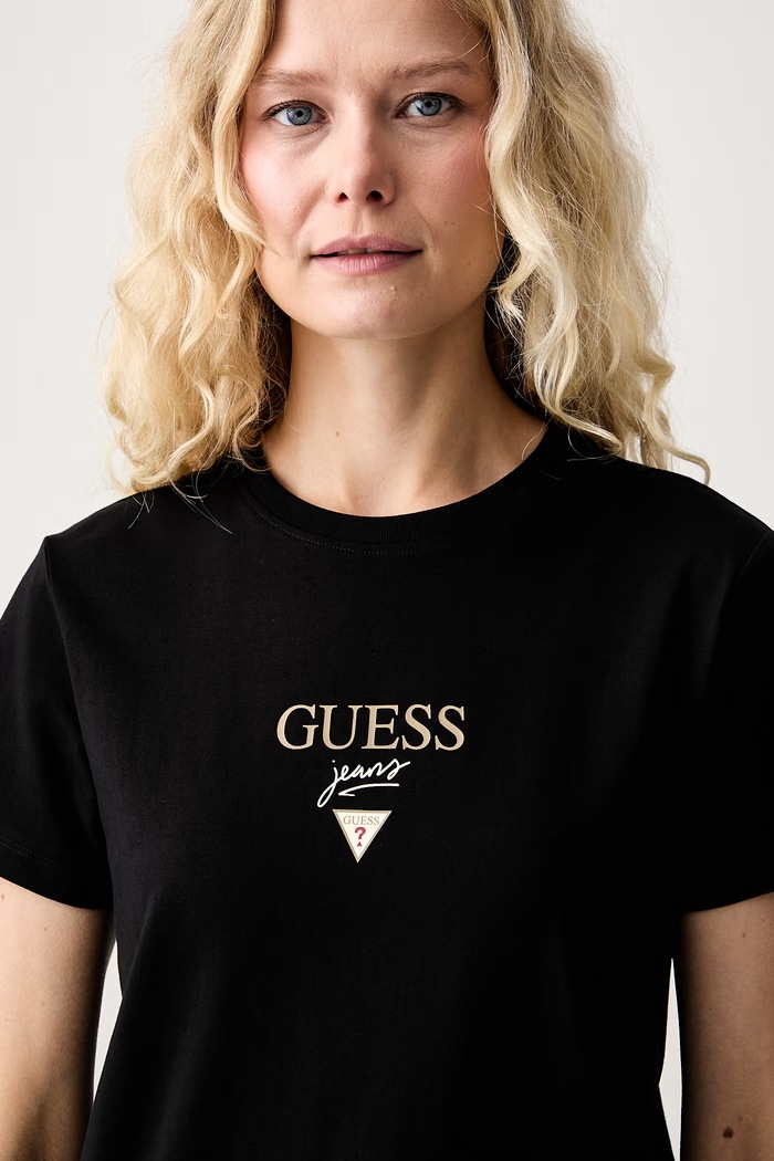 Guess Jeans T-shirt παιδικό βαμβακερό με ελαστάν μαύρο W6YI49.K4677
