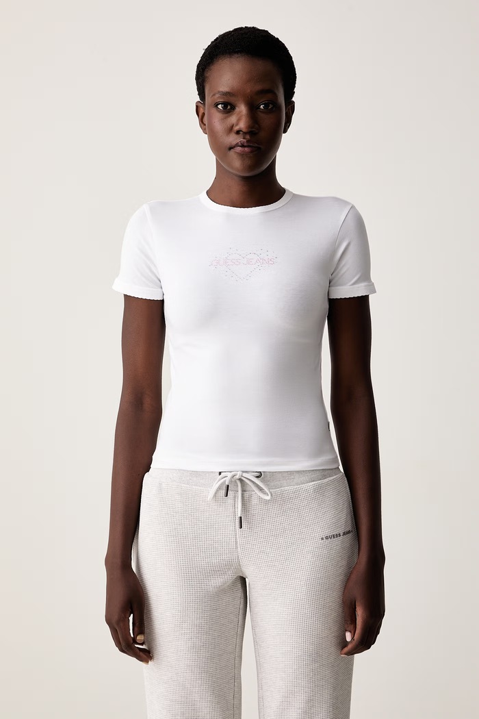 Guess Jeans T-shirt γυναικείο με βαμβάκι λευκό W6YI05.K3640