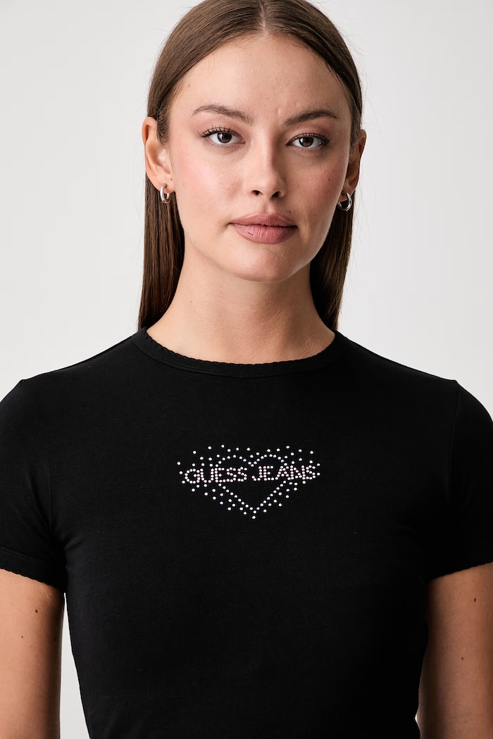 Guess Jeans t-shirt da donna con cotone nero W6YI05.K3640