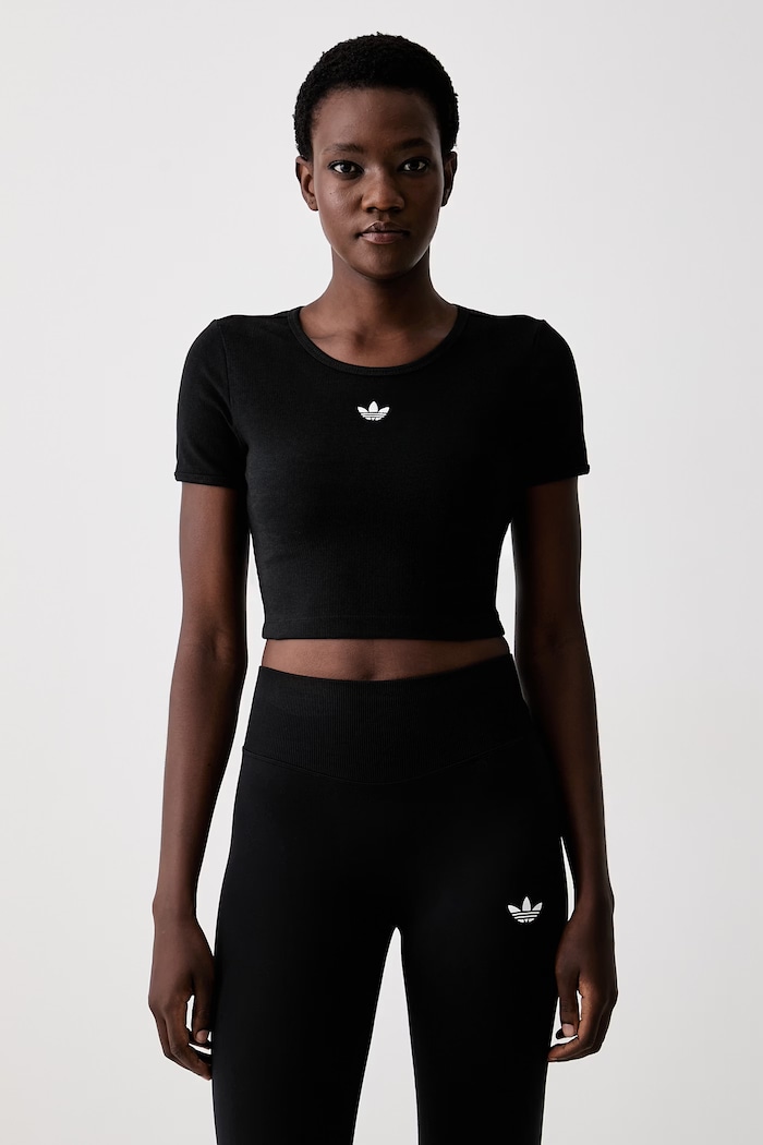 adidas Originals crop top γυναικείο με βισκόζη Essentials μαύρο KR3601
