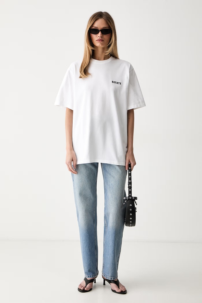 Rotate T-shirt damski bawełniany 116363400 biały AW26