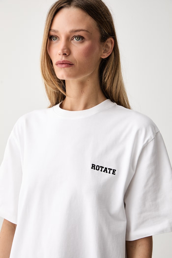Rotate T-shirt damski bawełniany biały 116363400